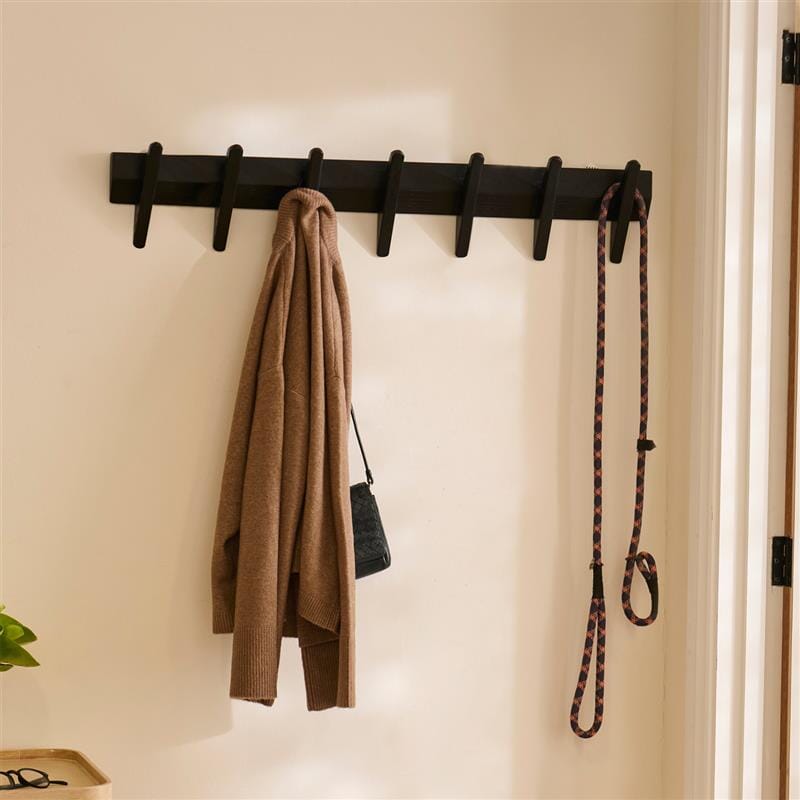 Roe Large Black Oak Coat Rack - Laura James
