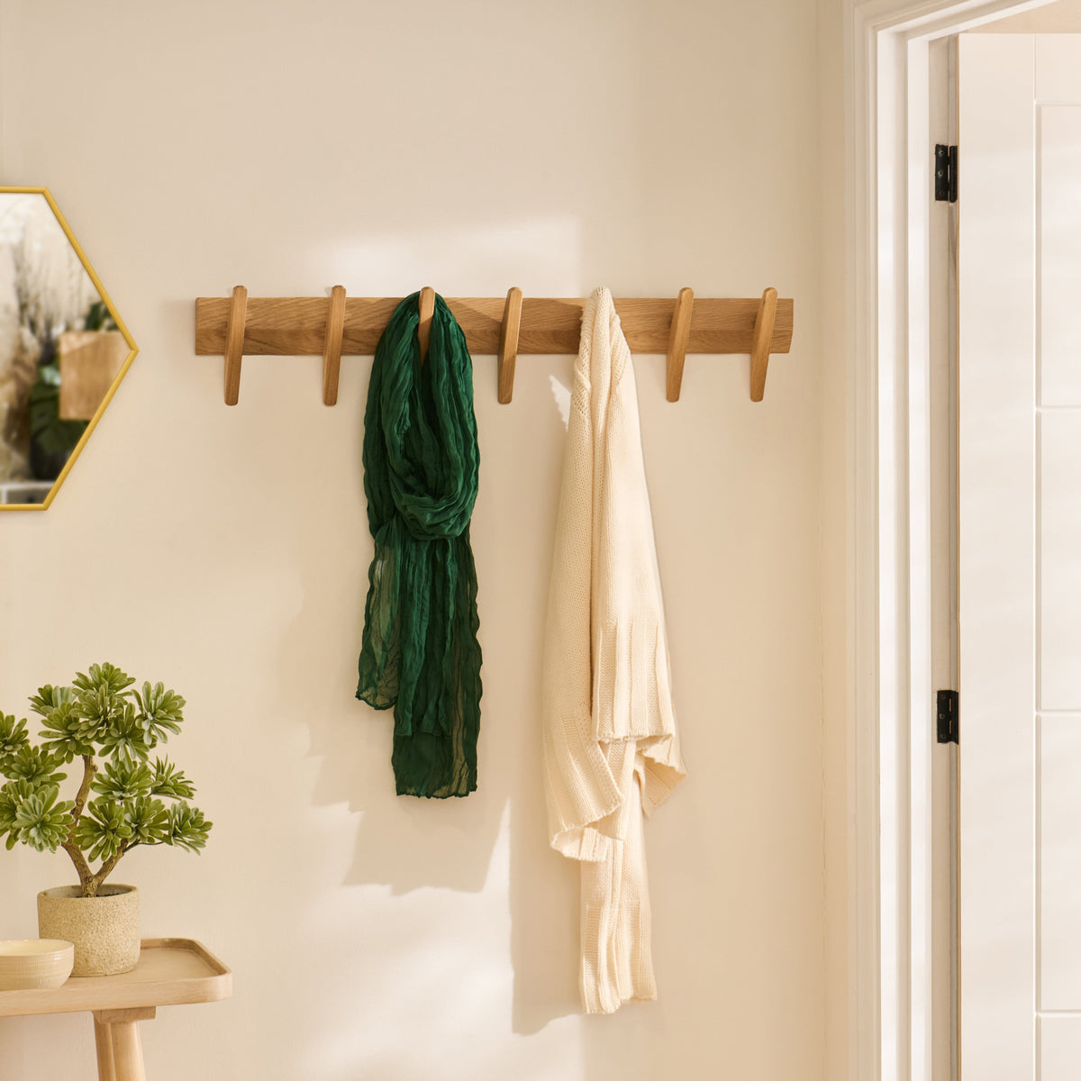 Roe Large Pale Oak Coat Rack - Laura James