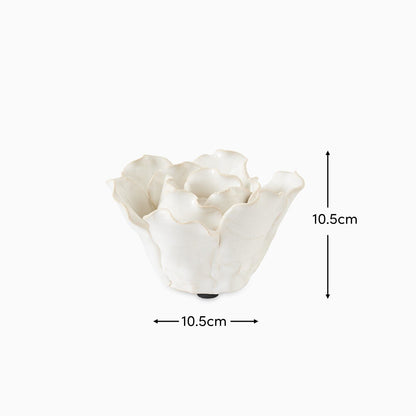 Salema 11cm Ceramic Flower Ornament - Off White