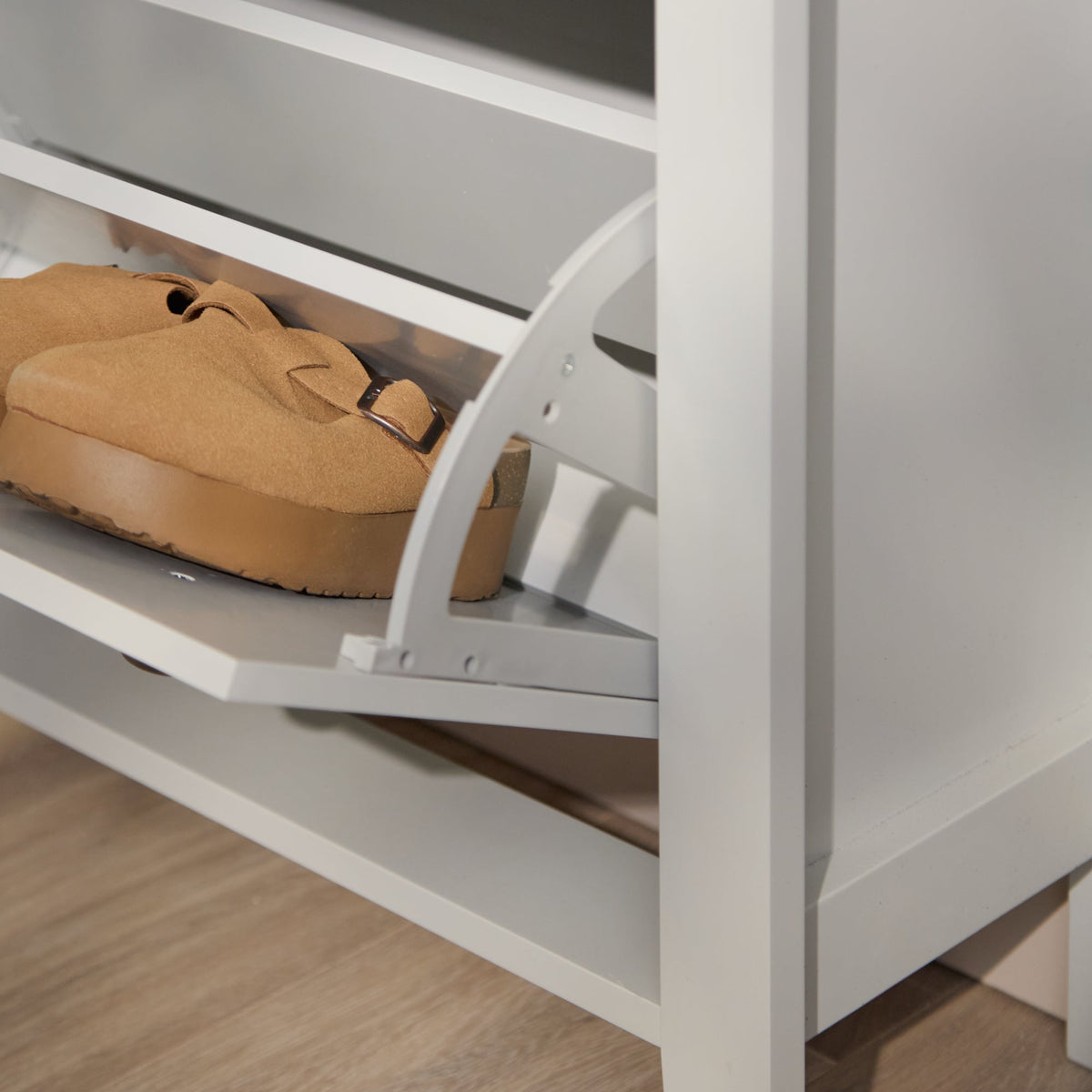 Sandhurst 60cm Three Door Shoe Cabinet - Mist Grey - Laura James