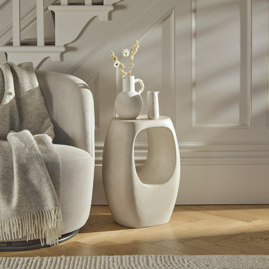 Sohan 32cm Side Table - Sand Concrete - Laura James