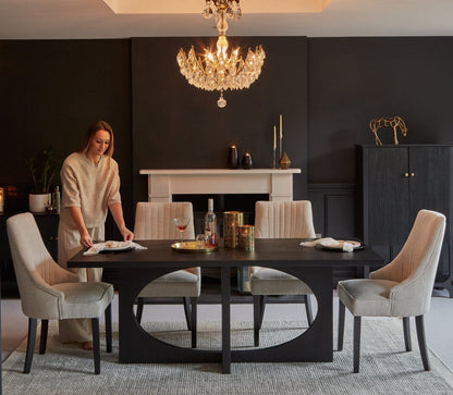 Jade Rectangular Jet Black Acacia Wood Dining Table - Laura James 