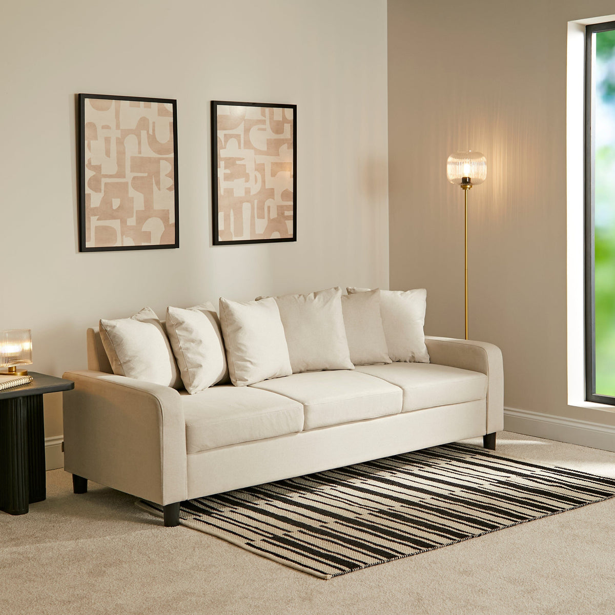 Tracy 3 Seater Sofa - Oatmeal with Black Legs