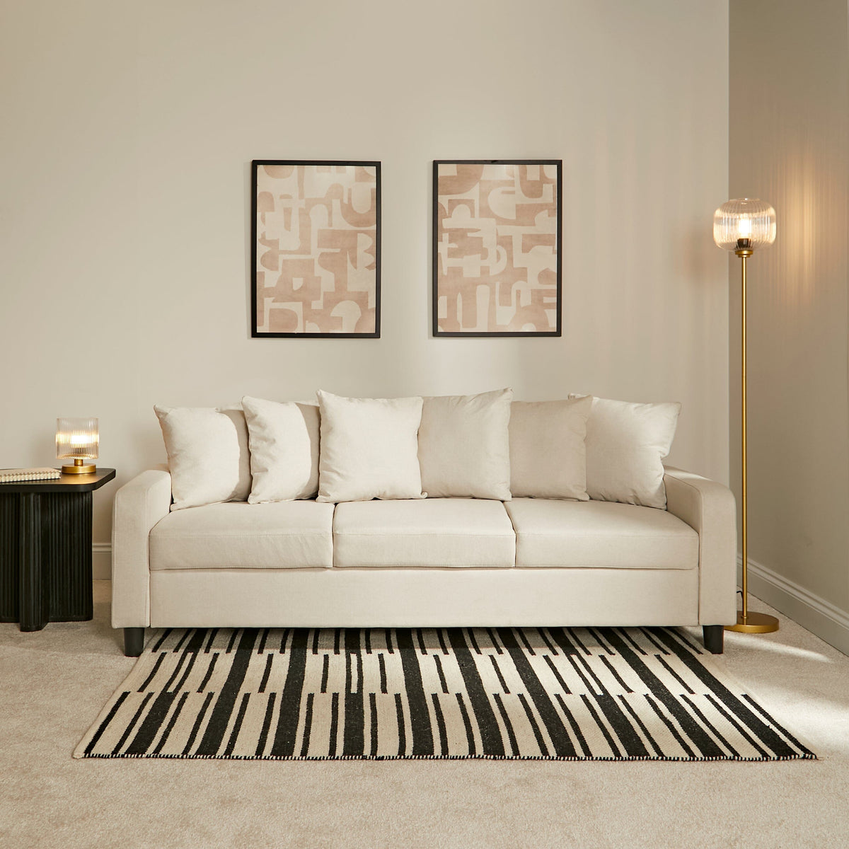 Tracy 3 Seater Sofa - Oatmeal with Black Legs