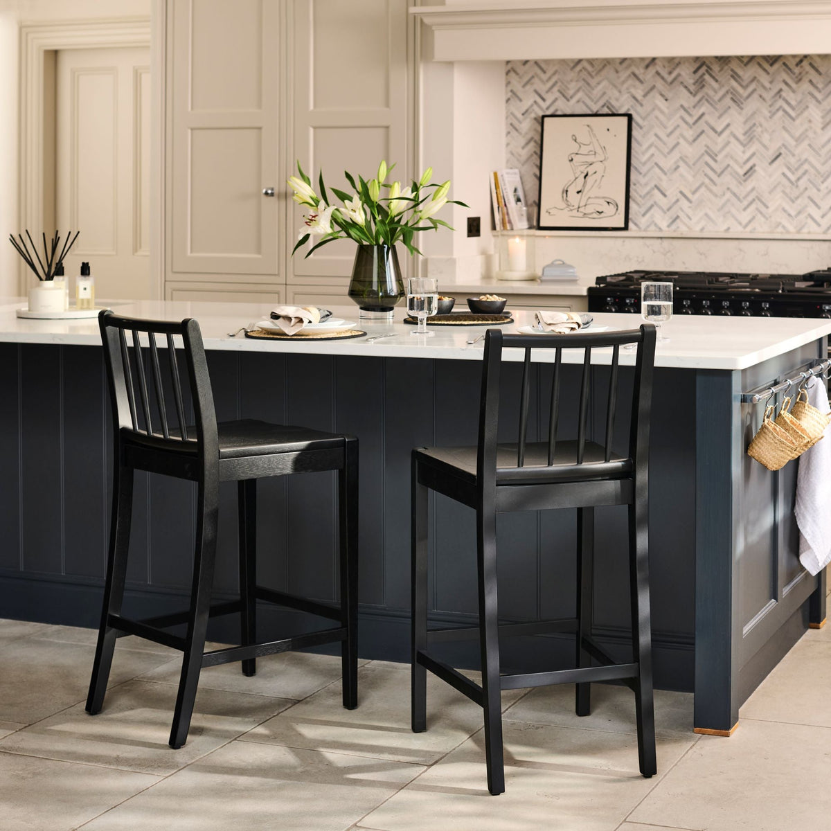 Tilly Bar Stool - Black Oak - Laura James