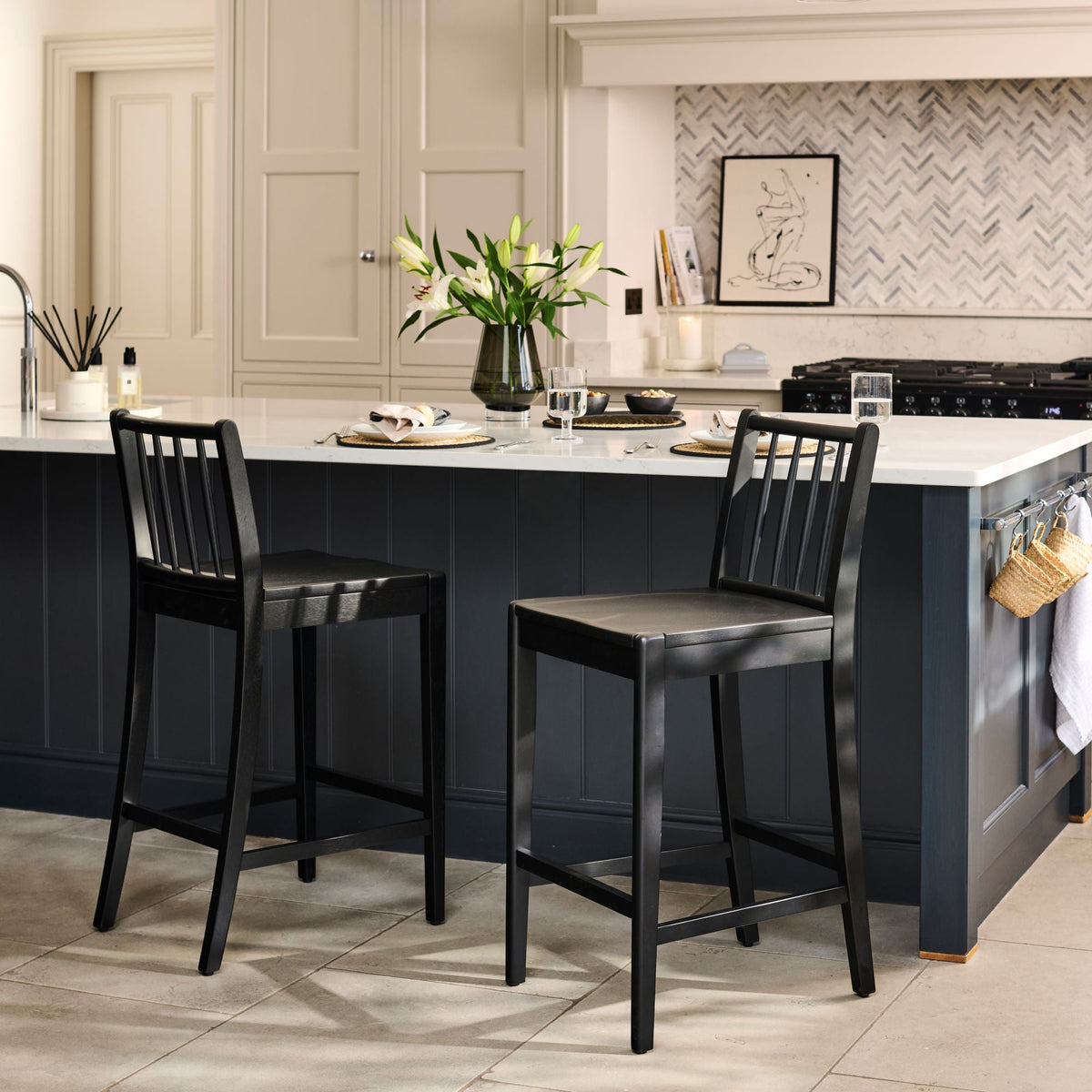 Tilly Bar Stool - Black Oak - Laura James
