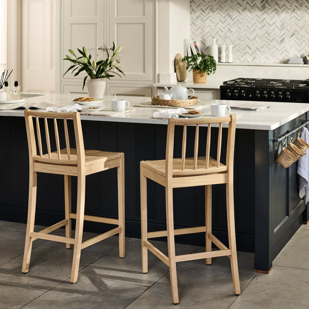 Tilly Bar Stool - Whitewash Oak - Laura James