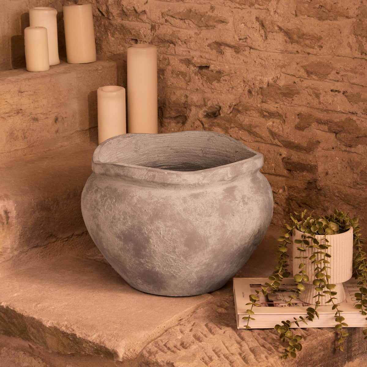 Tomar Fiber Cement 29.5cm Wide Planter - Rustic Grey - Laura James