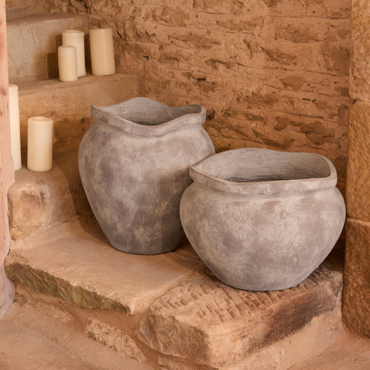 Tomar Fiber Cement 29.5cm Wide Planter - Rustic Grey - Laura James