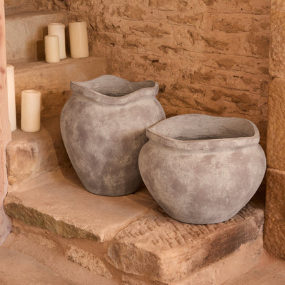 Tomar Fiber Cement 29.5cm Wide Planter - Rustic Grey - Laura James