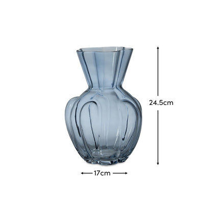 Verona 25cm Glass Vase - Cornflower Blue DIMS - Laura James