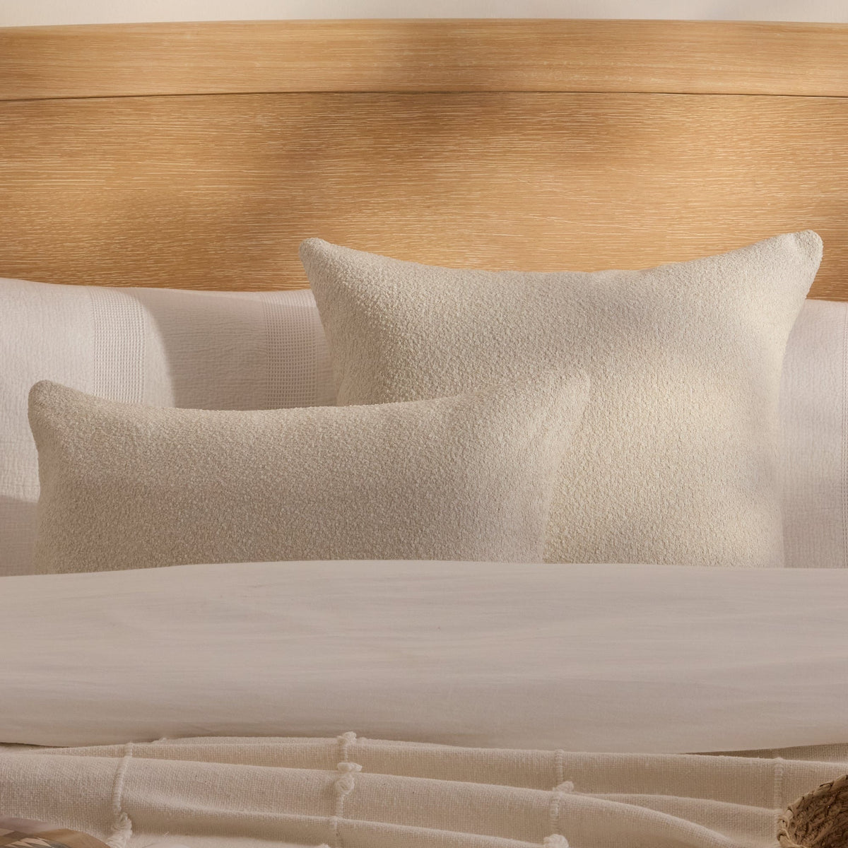 Yelden 35x55cm Scatter Cushion Cover - Light Beige Boucle - Laura James