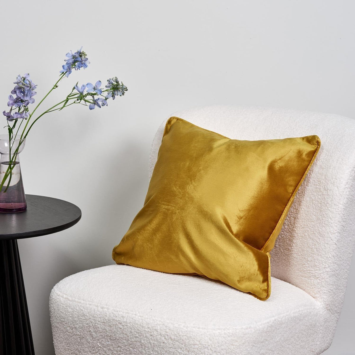 Turmeric yellow velvet cushion cover - Laura James