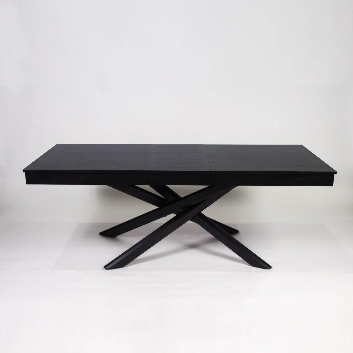 Amelia Extendable Black Dining Table Set - 6 Seater - Freya Oatmeal Dining Chairs With Black Legs