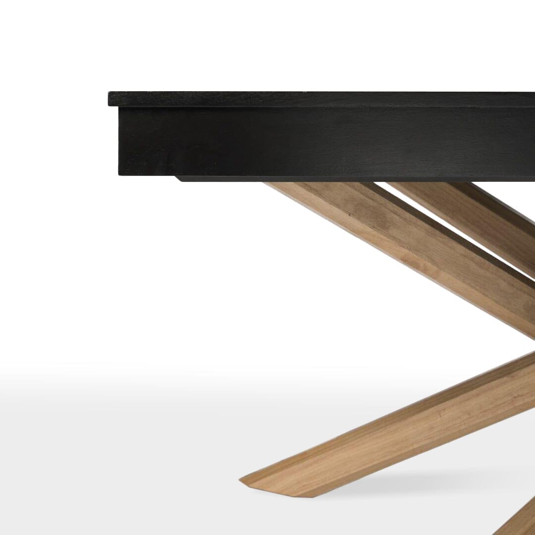 Amelia Black Wood Dining Table - Extendable - Oak Legs - Laura James 