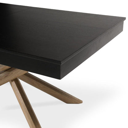 Amelia Black Wood Dining Table - Extendable - Oak Legs - Laura James 