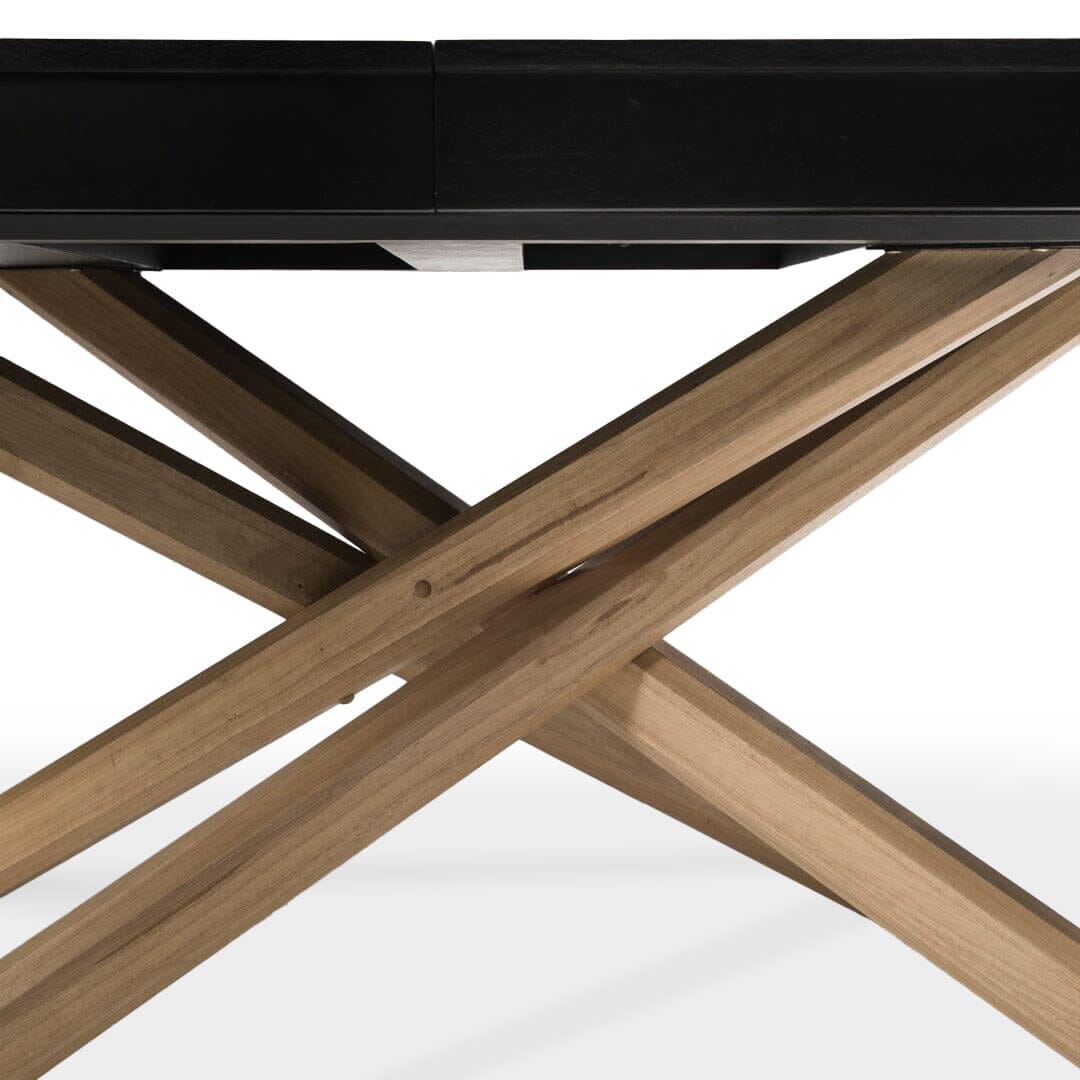 Amelia Black Wood Dining Table - Extendable - Oak Legs - Laura James 