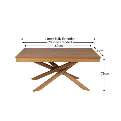 Amelia Oak Wood Dining Table - Extendable