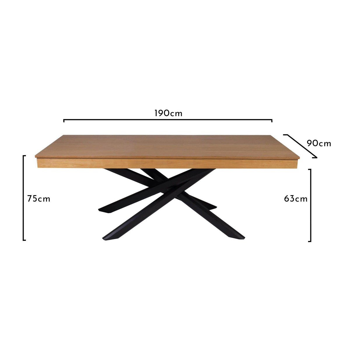 Amelia Oak Dining Table with Black Legs