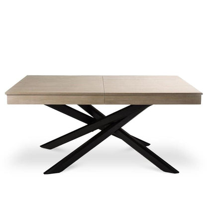 Amelia Whitewash Wood Dining Table - Extendable - Black Legs - Laura JAMES