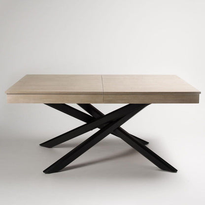 Amelia 8-10 seat extendable dining table - whitewash top with black legs