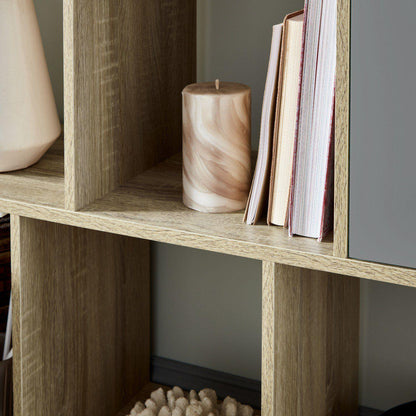 Anderson Oak Effect Mid Century Modern storage unit with grey cupboards - Laura James