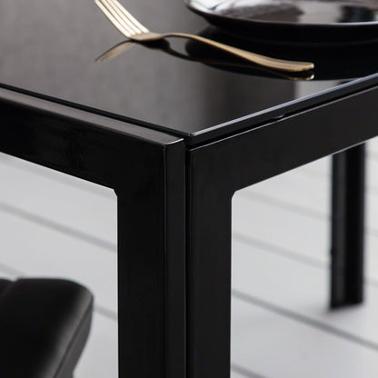 Glass Dining Table Set With 4 Black Chairs Set - Laura James