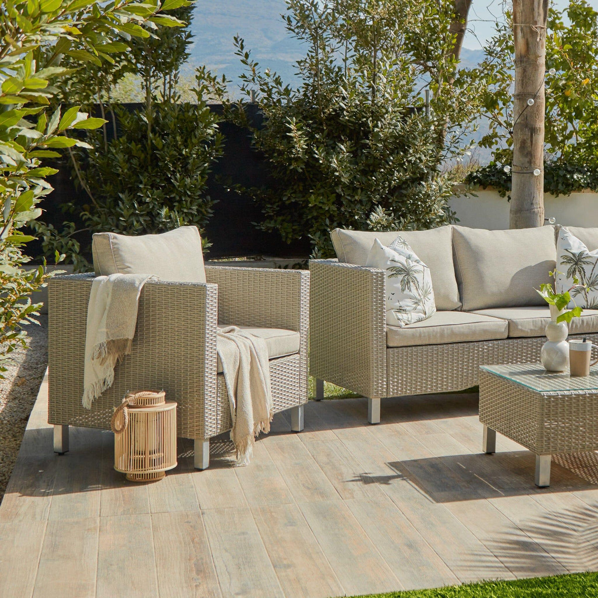 Aria Rattan Garden Sofa Set with Parasol - Laura James