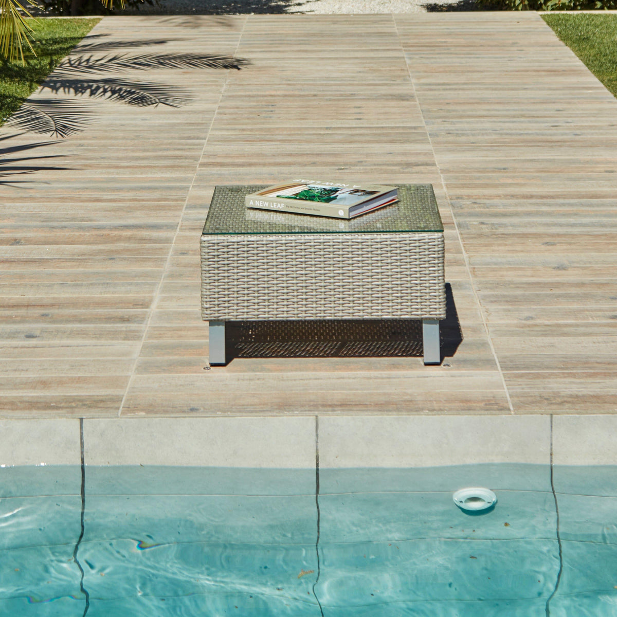 Aria Rattan Garden Coffee Table - Light Grey - Laura James