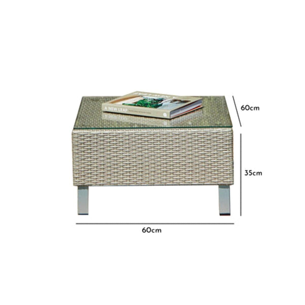 Aria Rattan Garden Coffee Table - Light Grey - Laura James