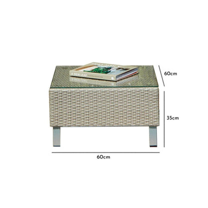 Aria Rattan Garden Coffee Table - Light Grey - Laura James