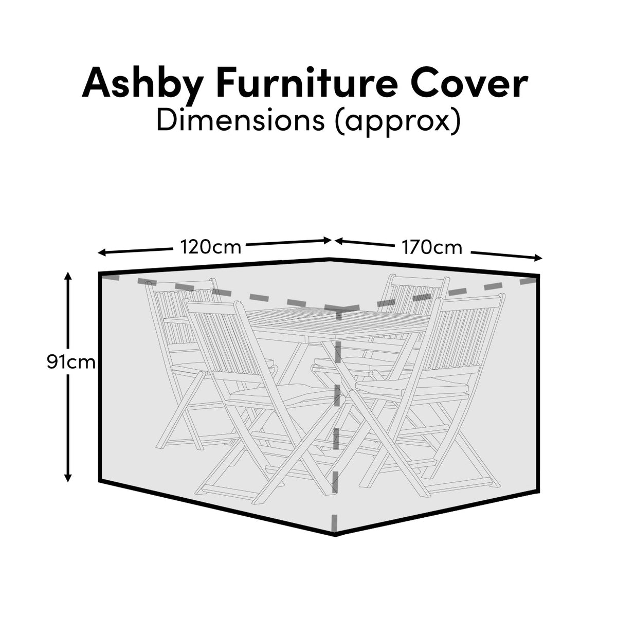 Ashby Rectangular Table 4-Seater Raincover - 170x120x91cm