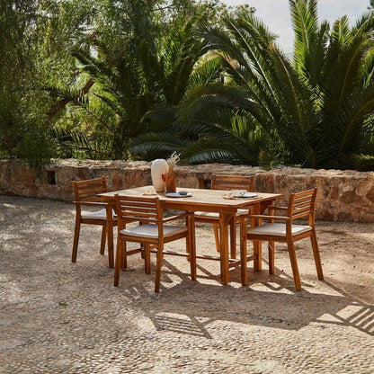 Aspen 4 Seater Wooden Extendable Garden Dining Set with Cushions - Grey Parasol - Laura James
