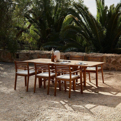 Aspen 6 Seater Wooden Extendable Garden Dining Set with Cushions - Cream Parasol - Laura James