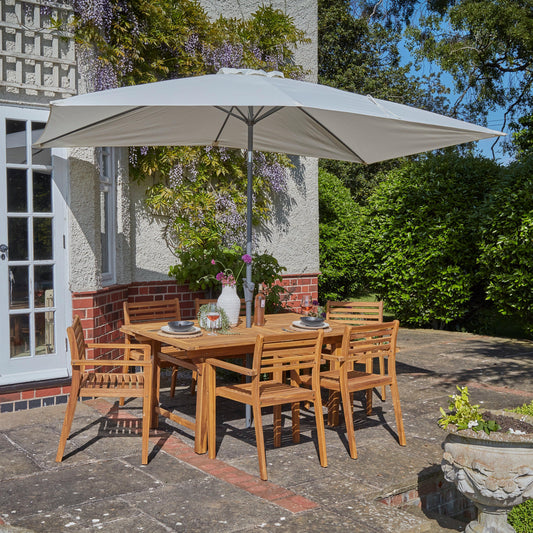 Aspen Table 6 Seater Dining Set with Cream Parasol - 140-200cm
