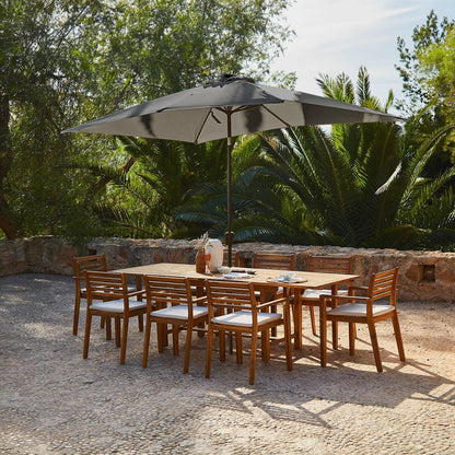 Aspen 8 Seater Wooden Extendable Garden Dining Set - Grey Parasol - Laura James