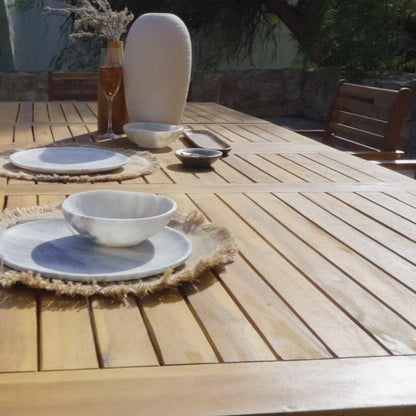 Aspen 6 Seater Wooden Extendable Garden Dining Set with Cushions & Grey Parasol - 160cm to 240cm