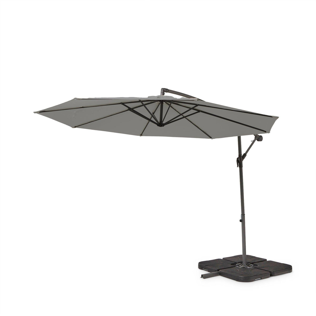 Aston Rattan Corner Sofa Set - Grey Lean Over Parasol - 9 Seater - Black - Laura James
