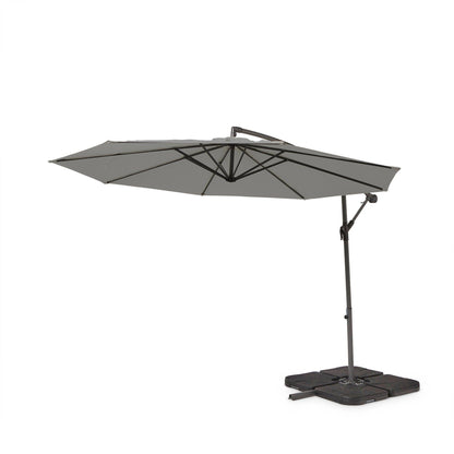 Aston Rattan Corner Sofa Set - Grey Lean Over Parasol - 9 Seater - Black - Laura James