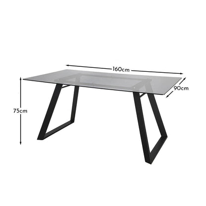 Atlas Smoked Glass Dining Table  - Metal Legs