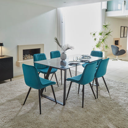 Atlas Smoked Glass dining table - with metal legs - Laura James