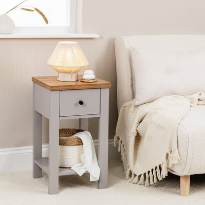 Bampton 1 Drawer Bedside Table - Stone Grey - Laura James