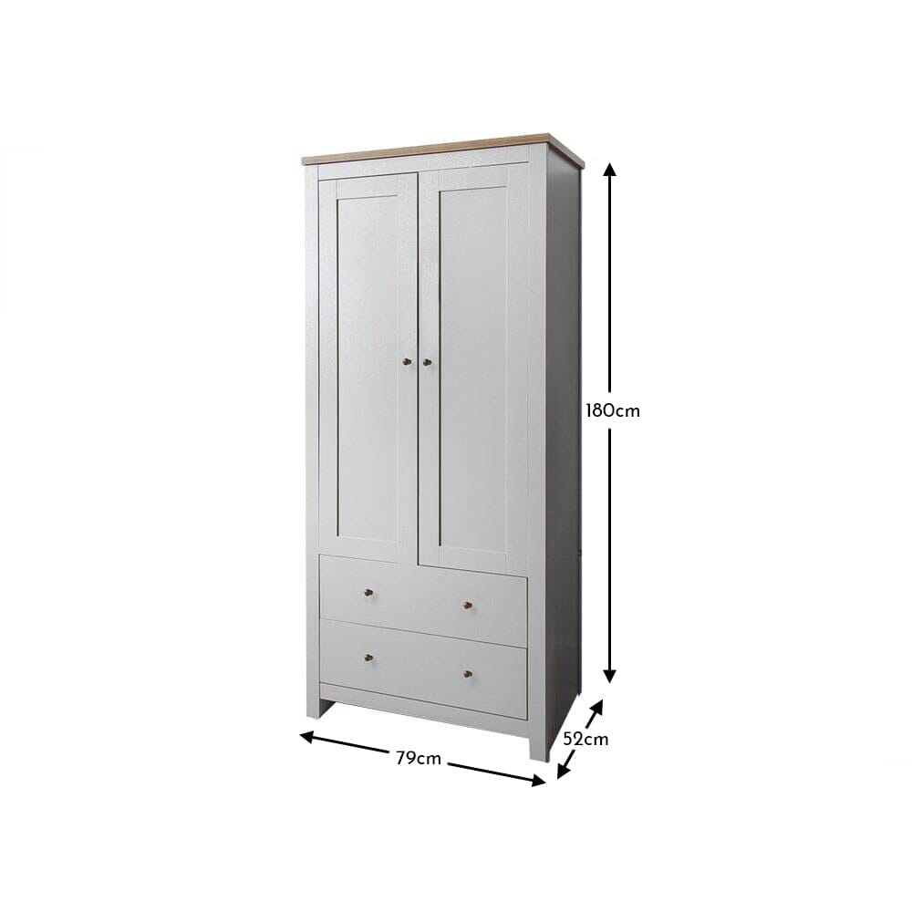 Bampton 2 Door Tall Wardrobe - Alabaster White - Laura James