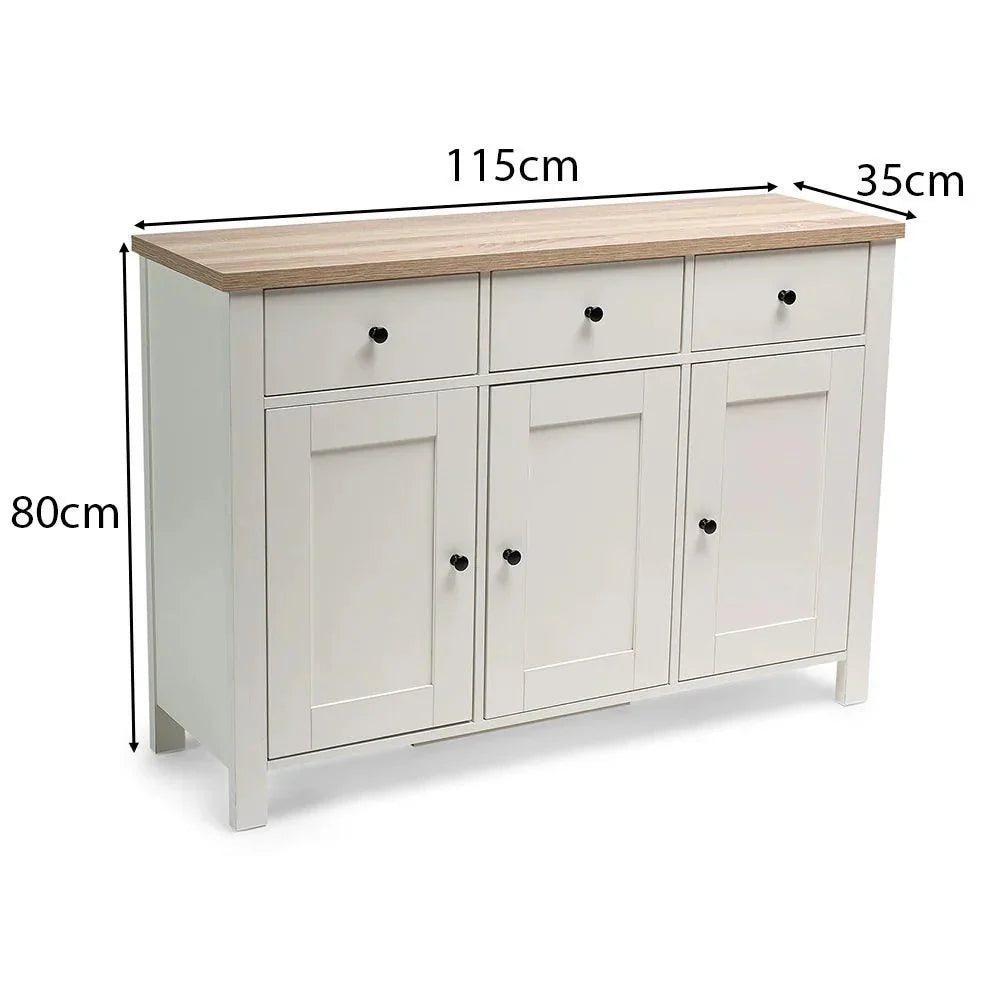 Bampton 3 Door Sideboard - Alabaster White - New