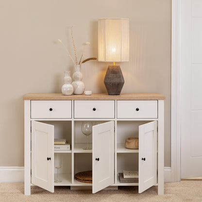 Bampton 3 Door Sideboard - Alabaster White - Laura James