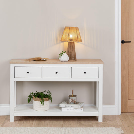 Bampton 3 Drawer Console Table - Alabaster White - Laura James