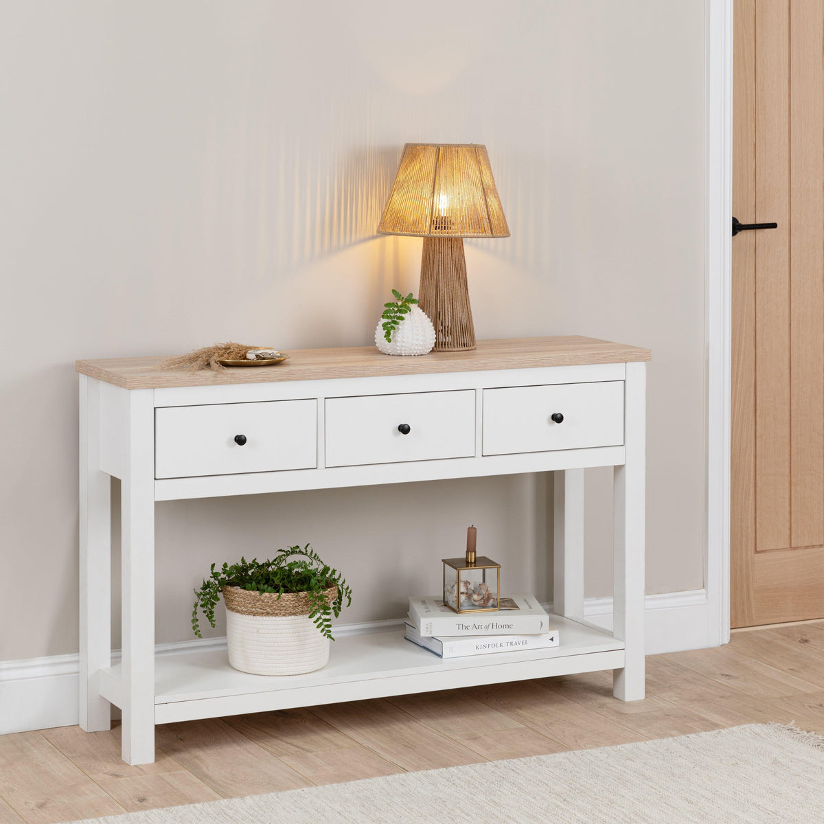 Bampton 3 Drawer Console Table - Alabaster White - Laura James