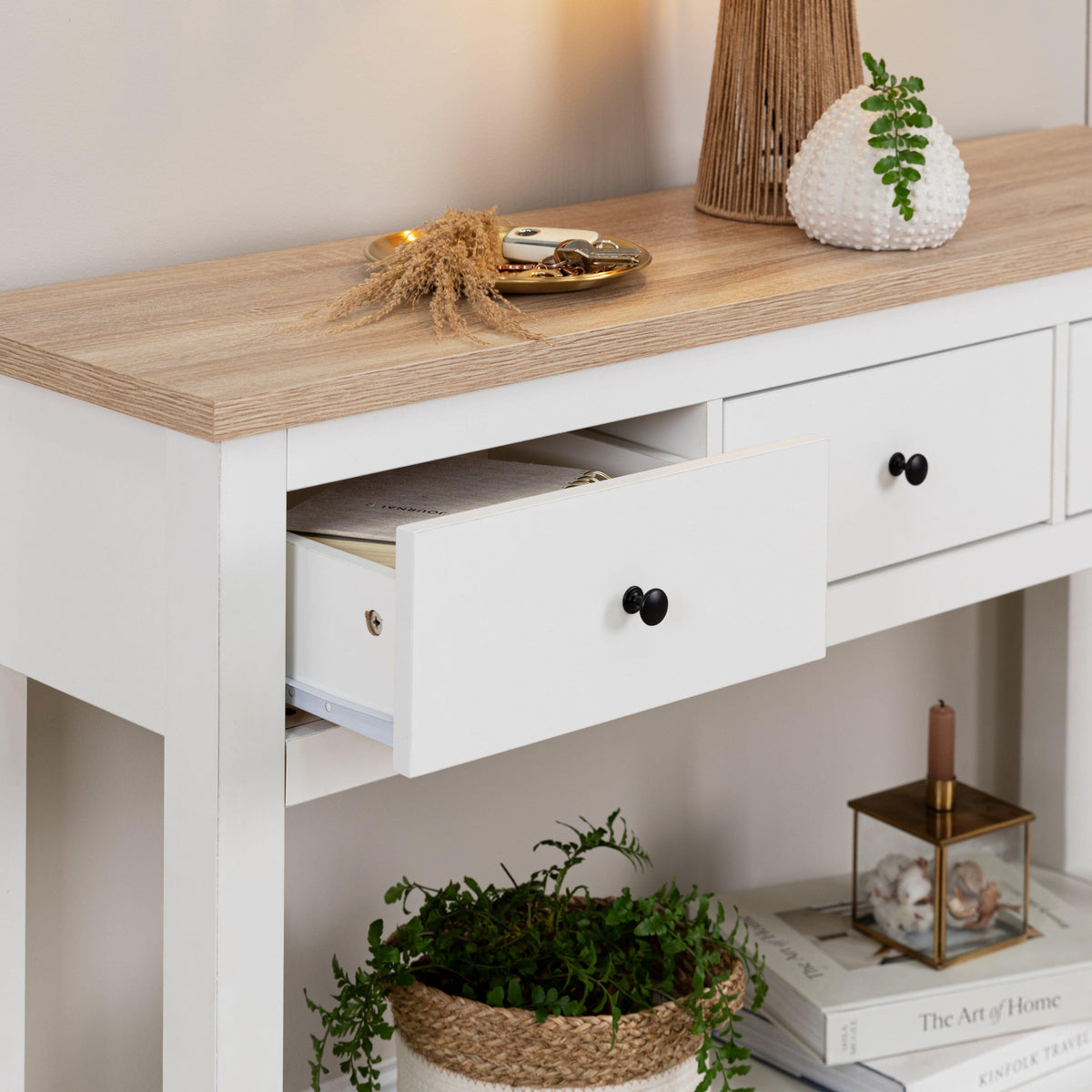 Bampton 3 Drawer Console Table - Alabaster White - Laura James