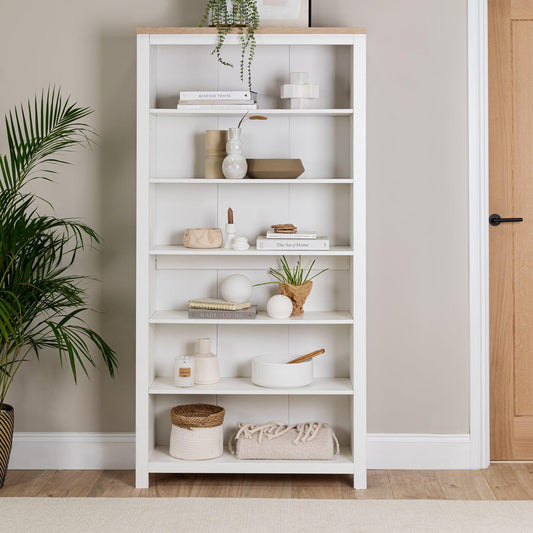 Bampton Full Height Bookcase - Alabaster White - Laura James