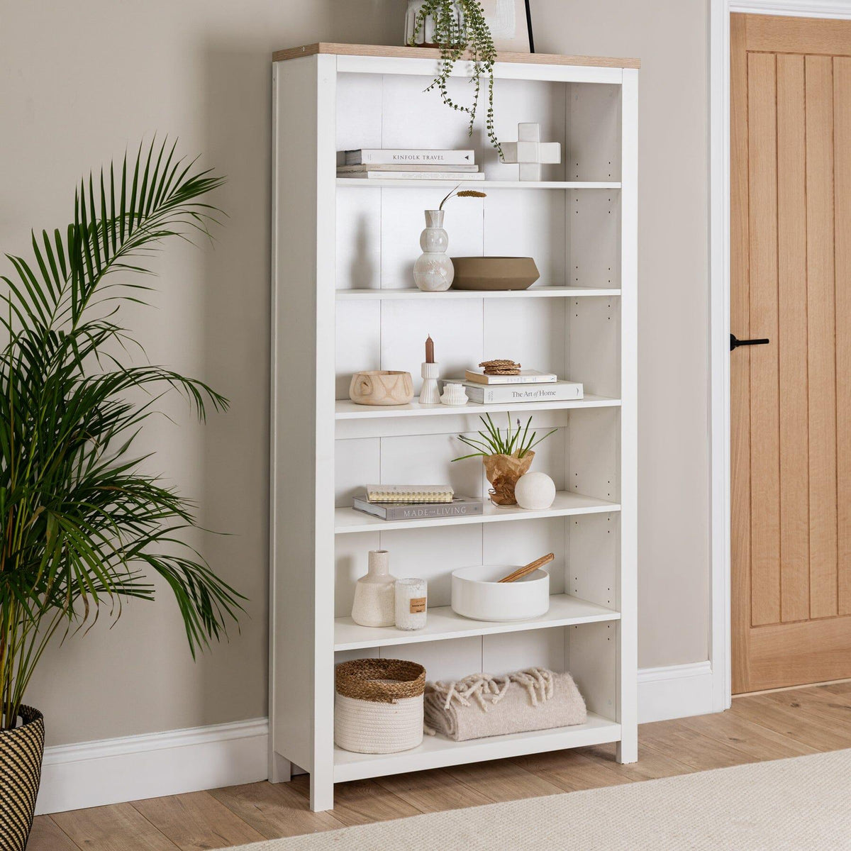 Bampton Full Height Bookcase - Alabaster White - Laura James